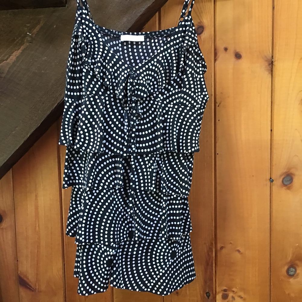 Promod Polka Dot pattern Layered Flounce Top
